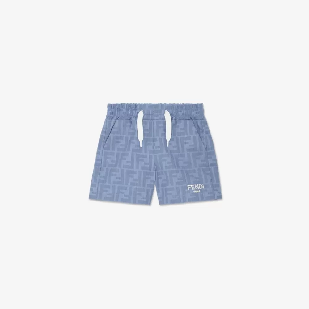 Fendi Baby Junge<Baby-Bermudas Aus Chambray In Himmelblau