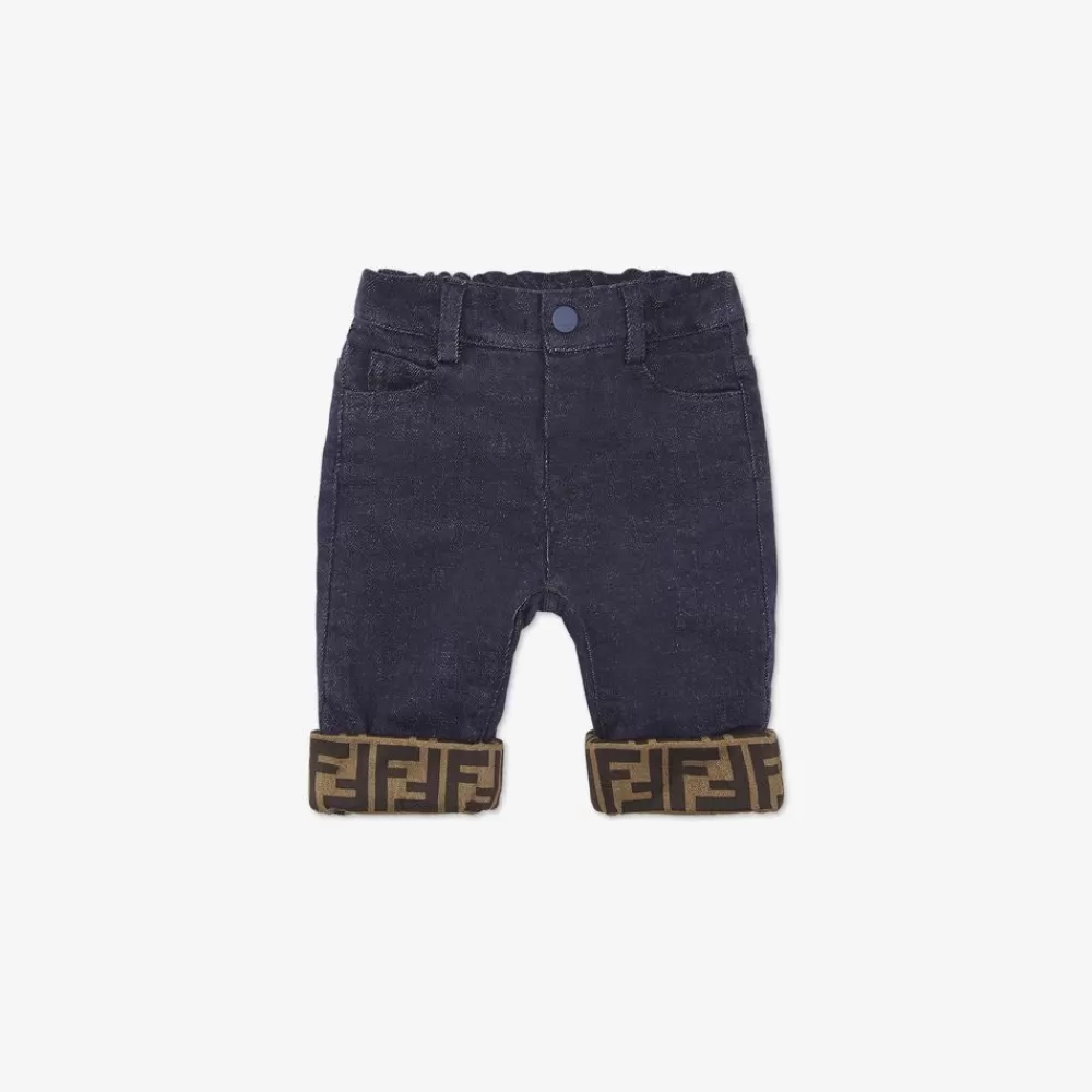 Fendi Baby Madchen<Baby-Hose Aus Denim Mit Kanten Mit Ff-Logo
