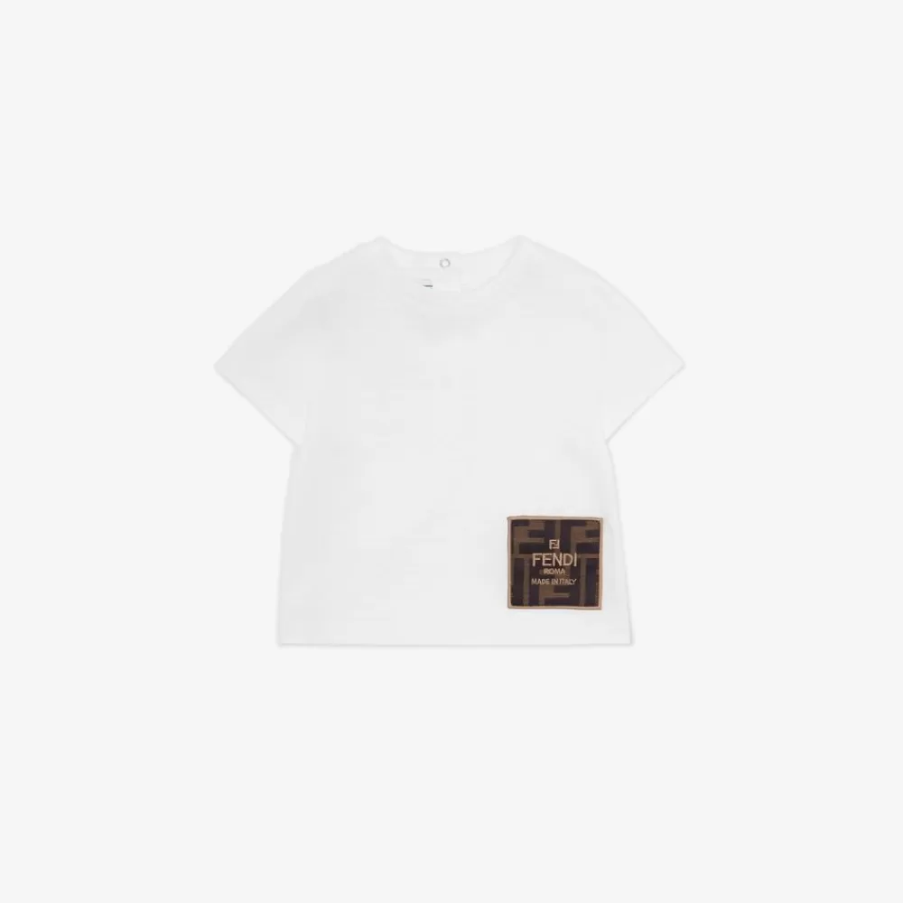 Fendi Baby Madchen<Baby-T-Shirt Aus Jersey Mit Kleiner Tasche