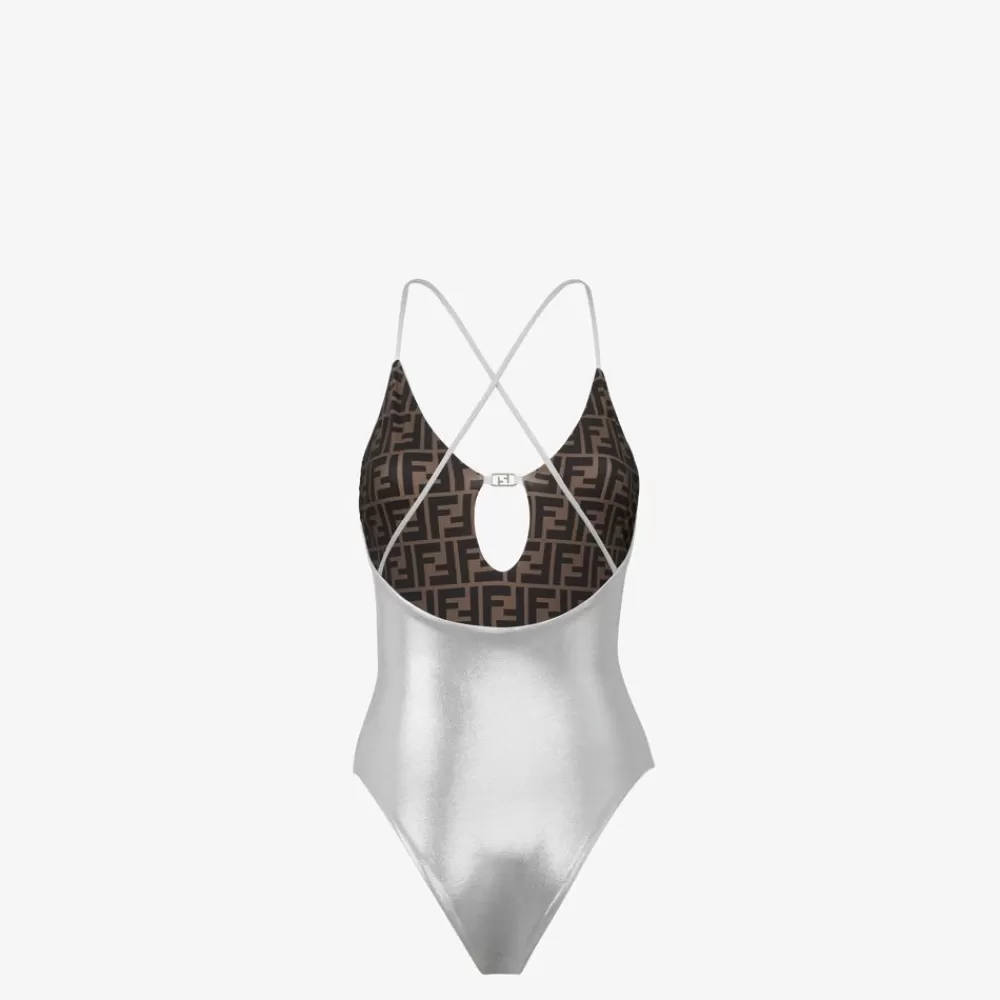Fendi Swimwear<Badeanzug Aus Lycra® In Silberfarben