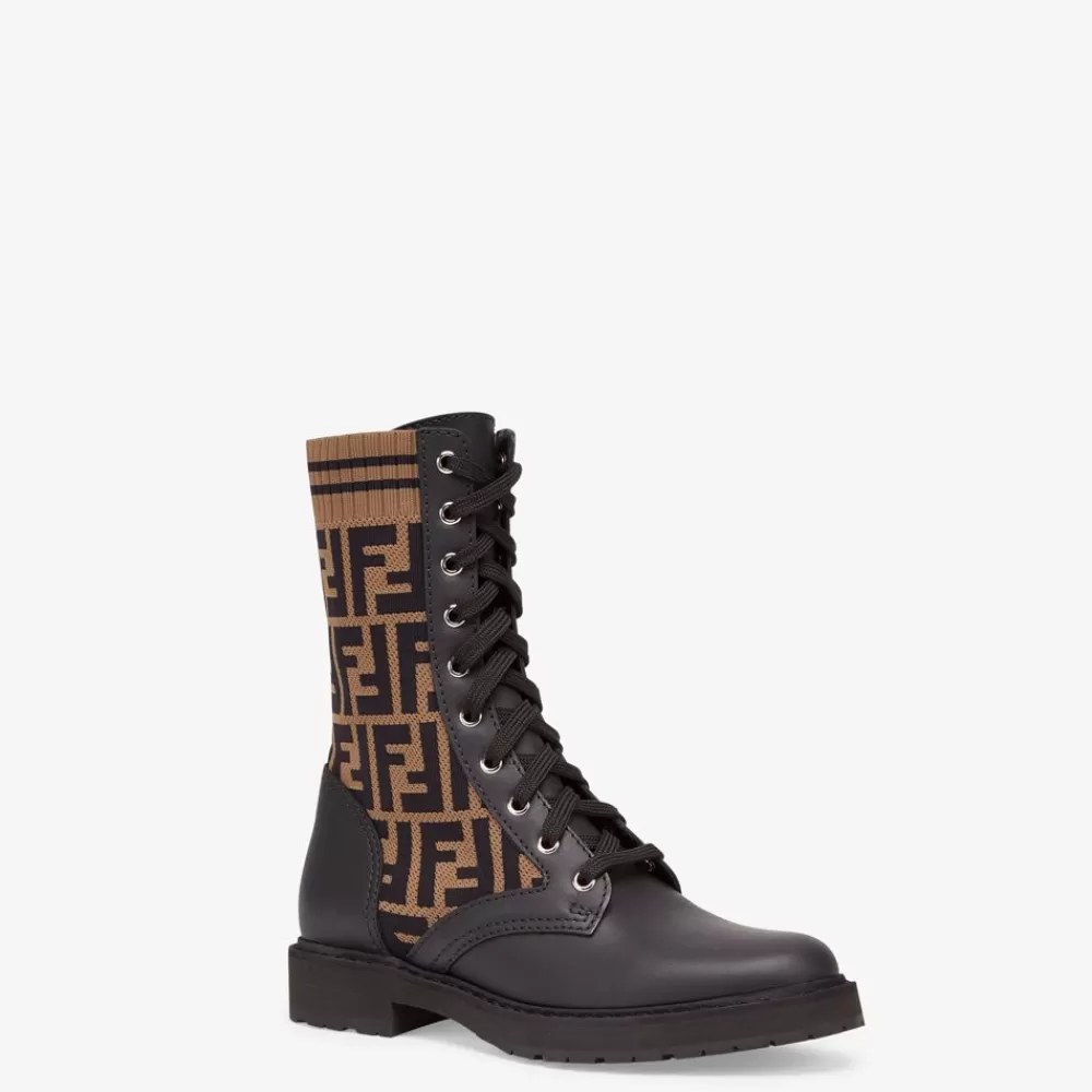Fendi Stiefel Und Stiefeletten<Biker Aus Leder In Schwarz Mit Stretch-Stoff