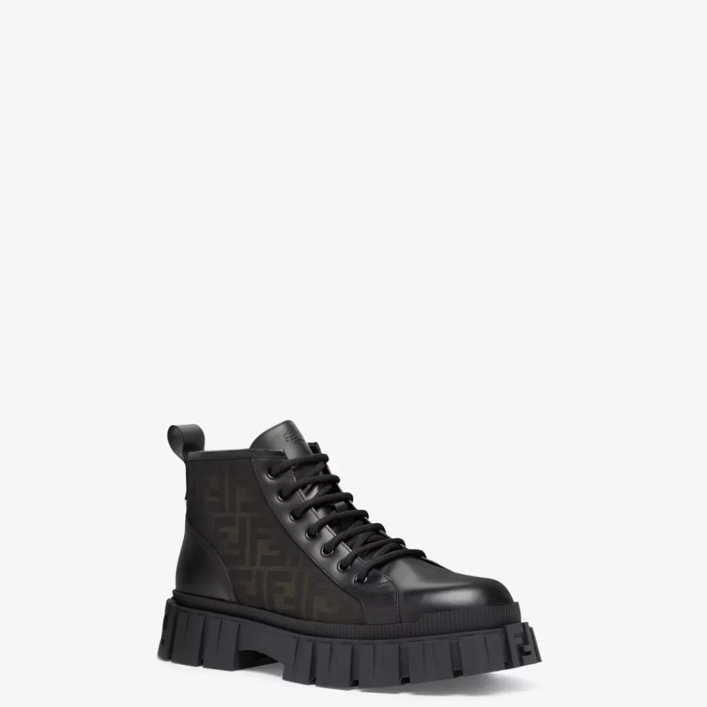 Fendi Schnurschuhe Und Boots<Bikerstiefel Aus Leder In Schwarz