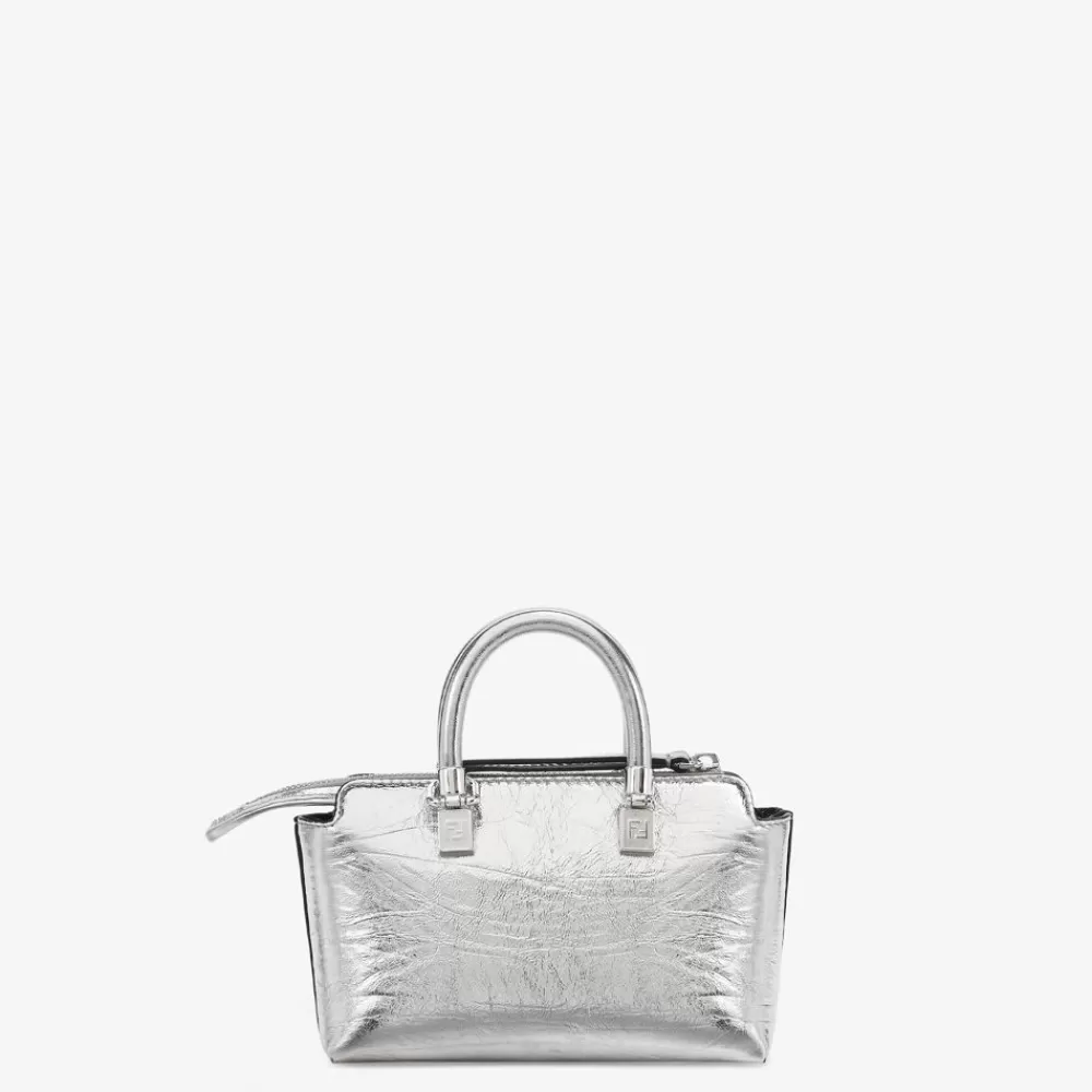 Fendi Mini-Taschen<Boston Bag In Kleiner Grose In Silberfarben Mit Craquele-Optik.