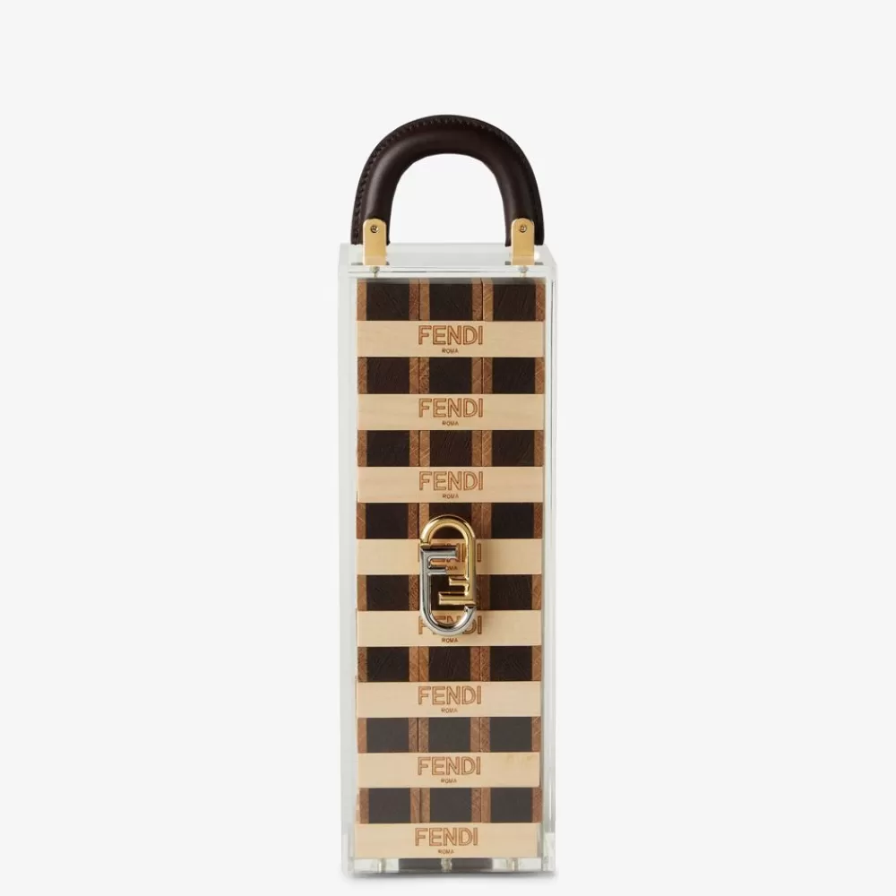 Fendi Lifestyle<Box Aus Plexiglas Und Braunem Leder