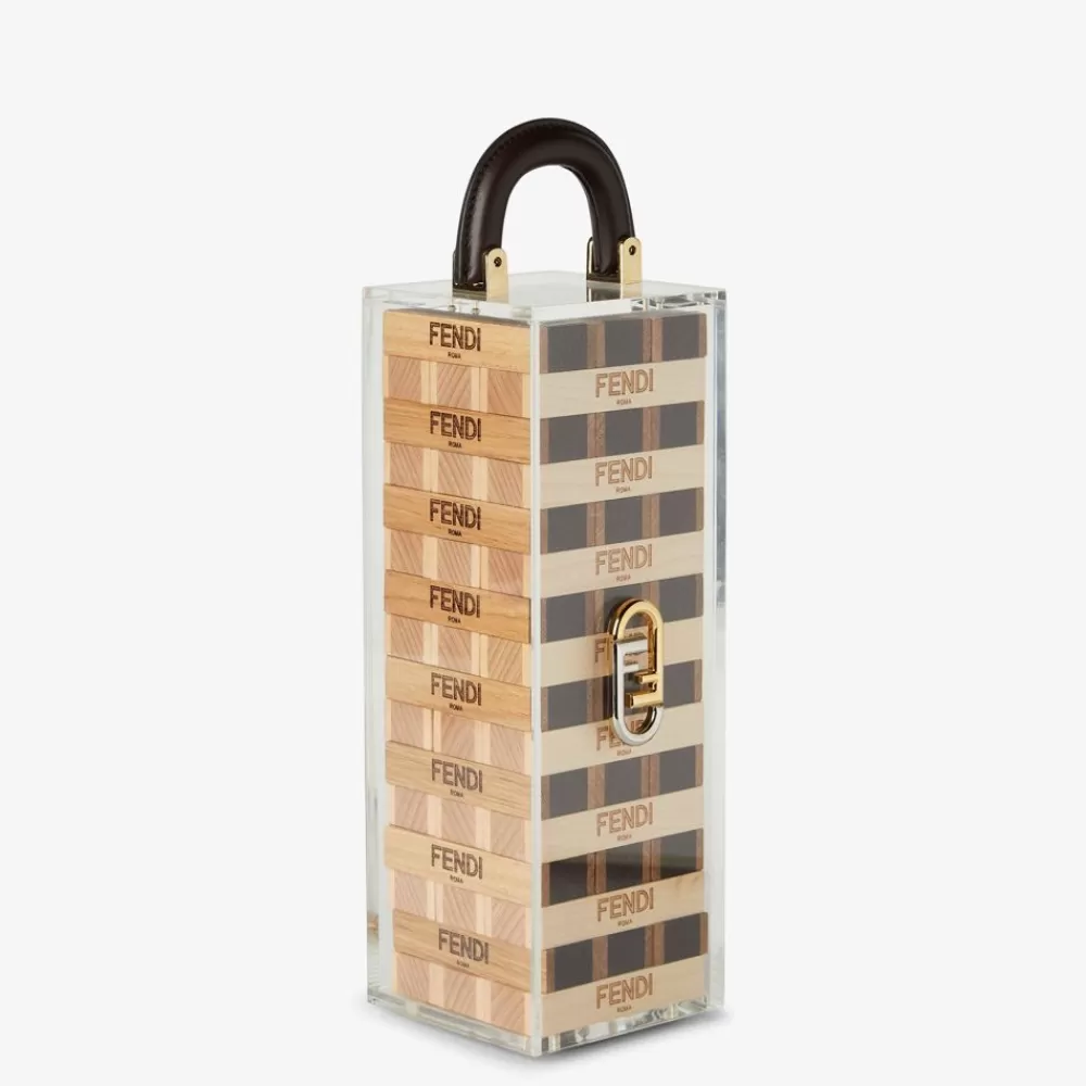 Fendi Lifestyle<Box Aus Plexiglas Und Braunem Leder