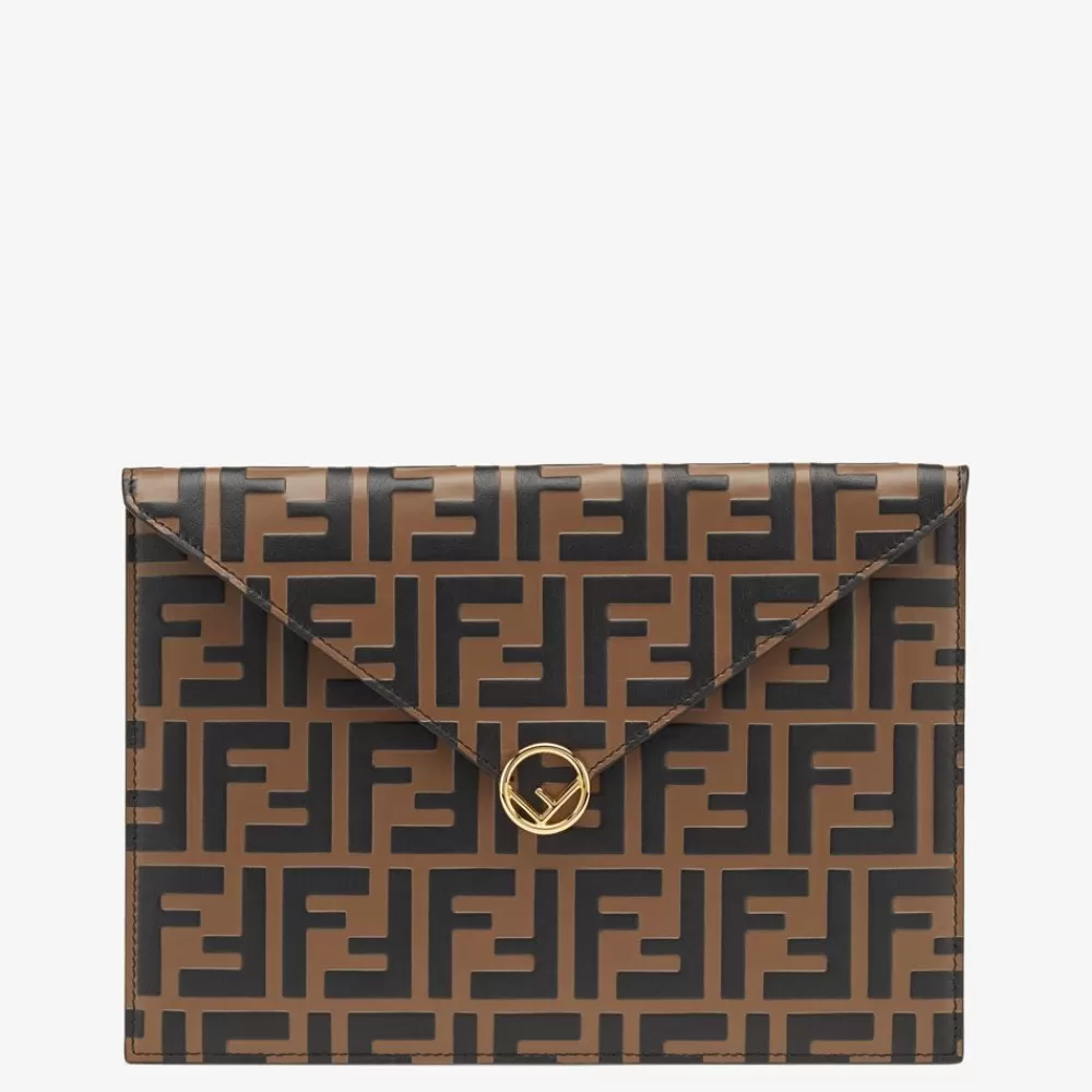 Fendi Pochetten<Braune Ledertasche
