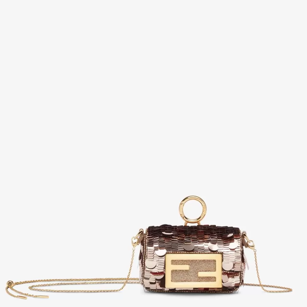 Fendi Miniature Taschen<Charm Aus Pailletten In Der Farbe Bronze