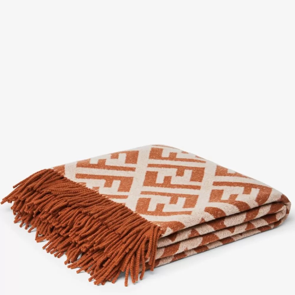 Fendi Textile Accessoires<Decke Aus Kaschmir In Beige Und Ziegelrot