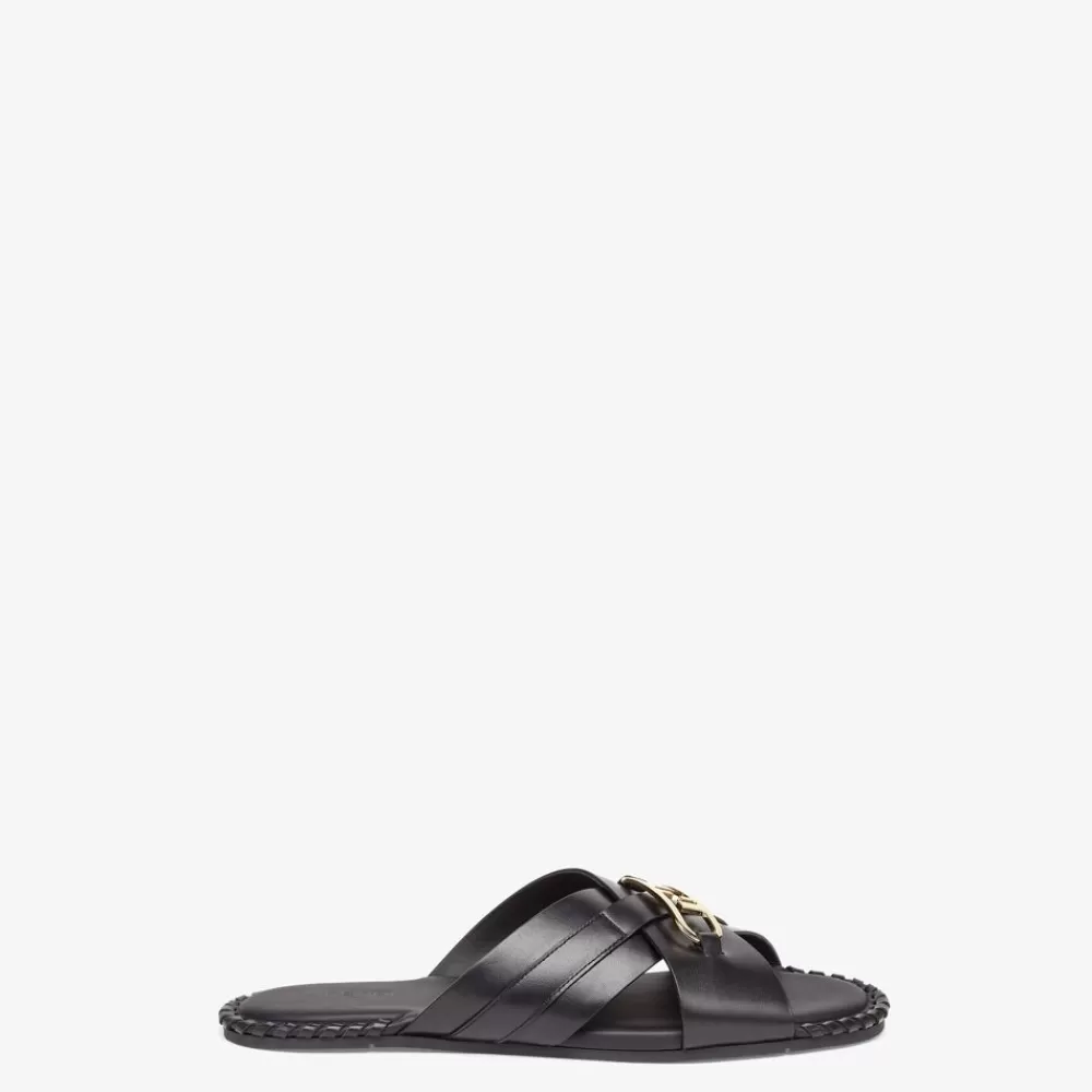 Fendi Pantoletten Und Sandalen<Fusbett Aus Leder In Schwarz