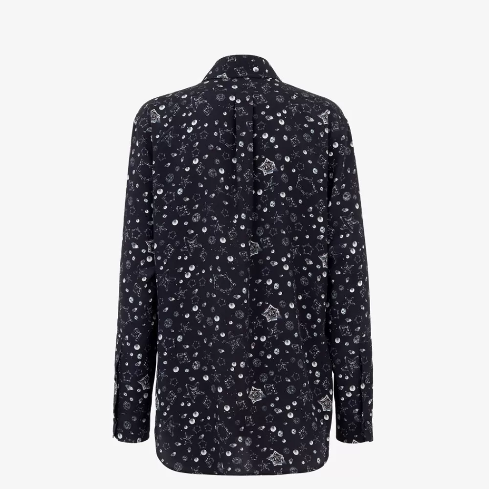 Fendi Tops Und Blusen<Hemd Aus Crepe De Chine In Blau