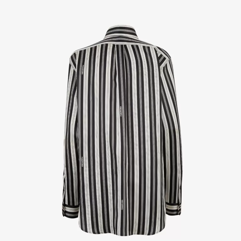 Fendi Tops Und Blusen<Hemd Mit Streifen Aus Seide In Schwarz Und Weis