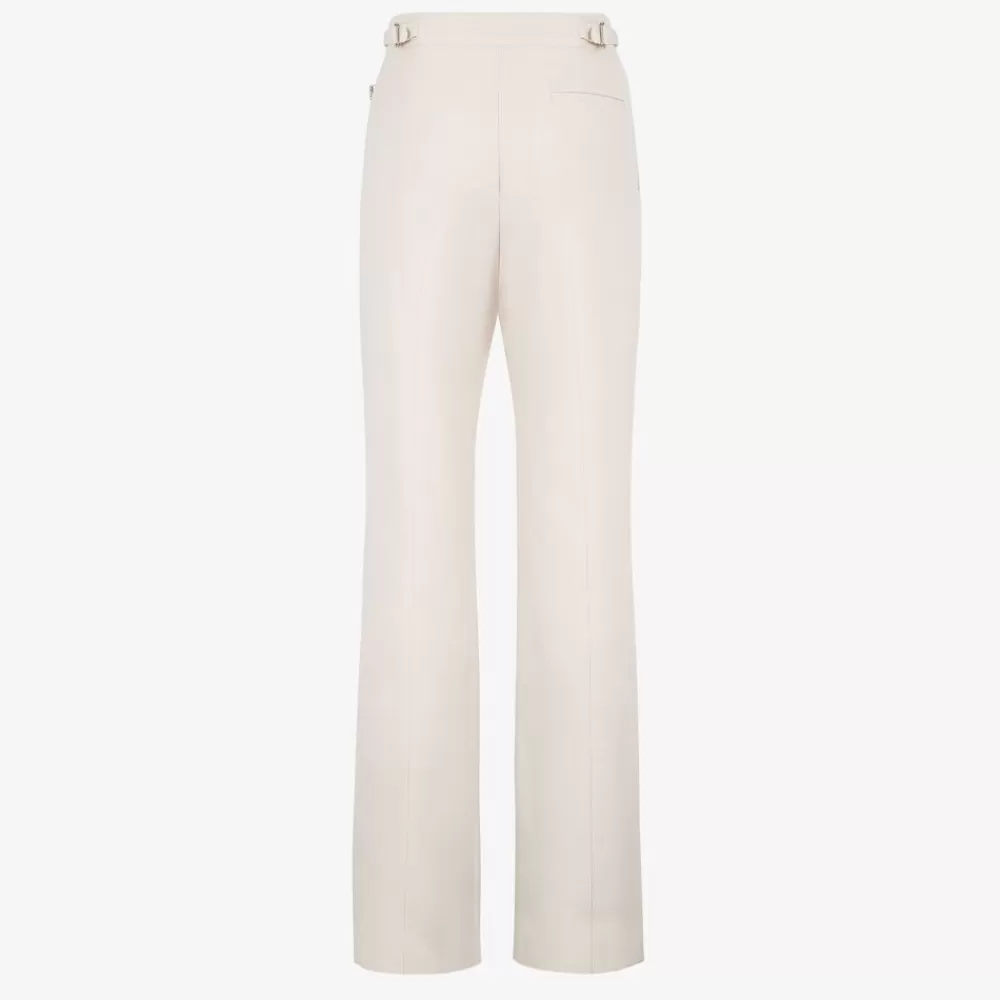 Fendi Hosen Und Shorts<Hose Aus Grain-De-Poudre-Wolle In Weis