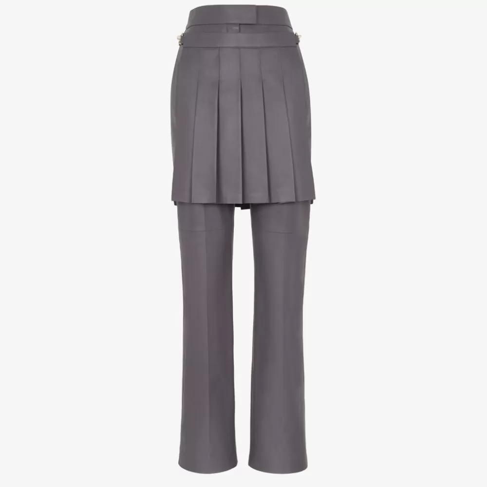 Fendi Hosen Und Shorts<Hose Aus Nappaleder In Grau