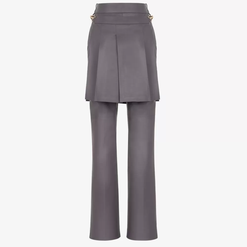 Fendi Hosen Und Shorts<Hose Aus Nappaleder In Grau