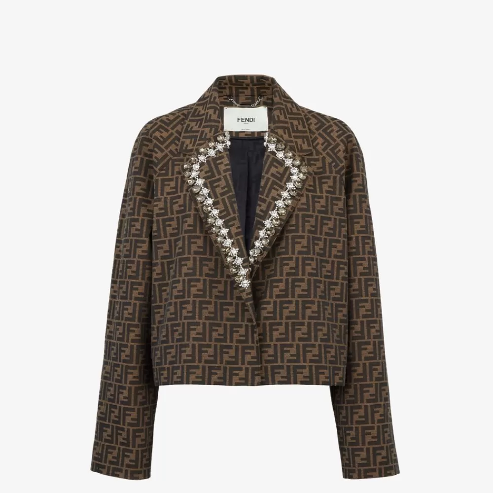 Fendi Anzuge Und Sets<Jacke Aus Canvas Mit Ff-Detail In Braun