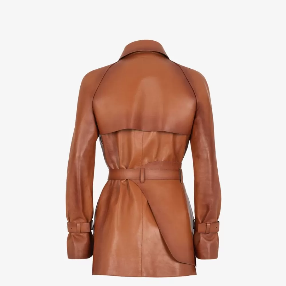 Fendi Mantel Und Oberbekleidung<Jacke Aus Naturfarbenem Leder Mit Farbverlauf