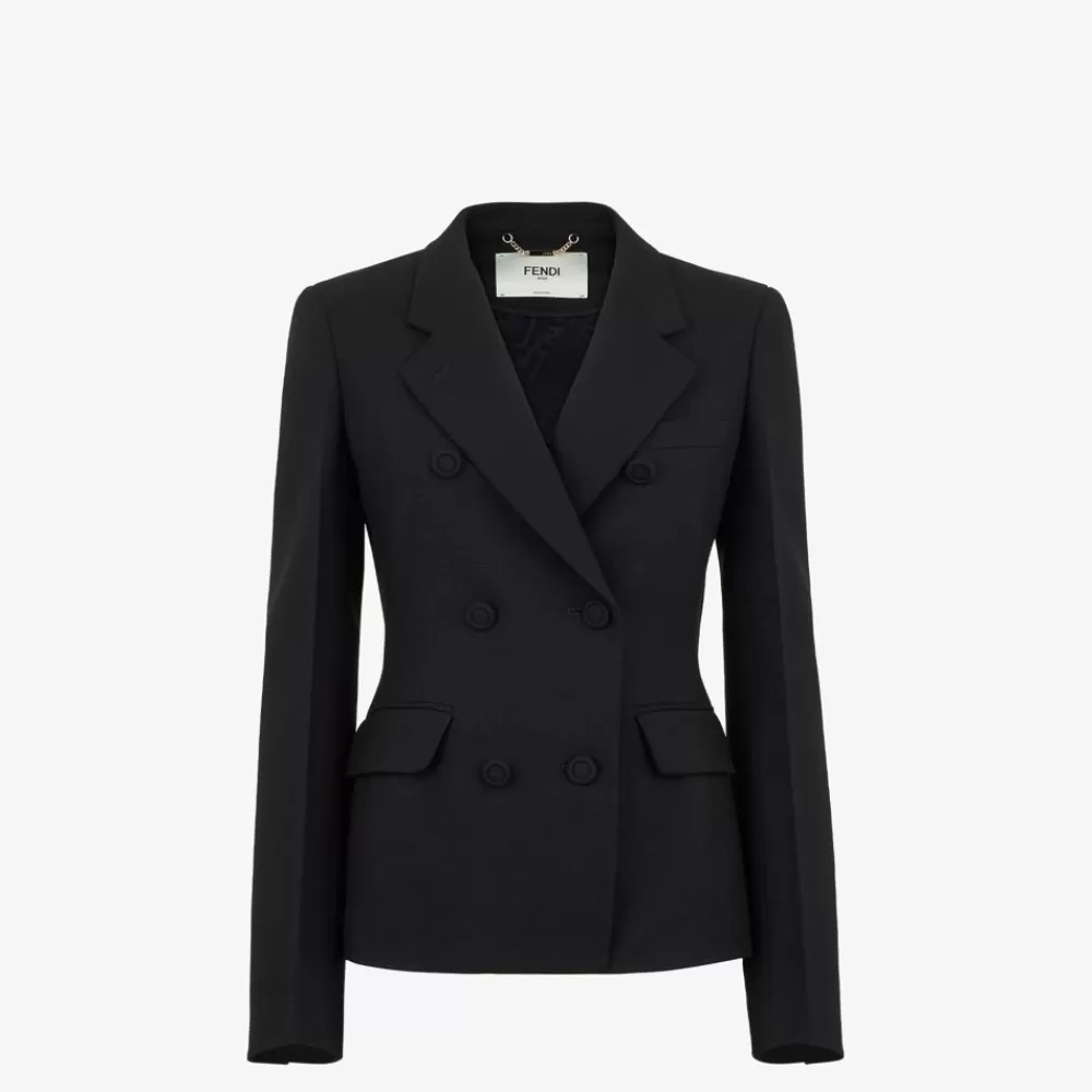 Fendi Mantel Und Oberbekleidung<Jacke Aus Wolle In Schwarz