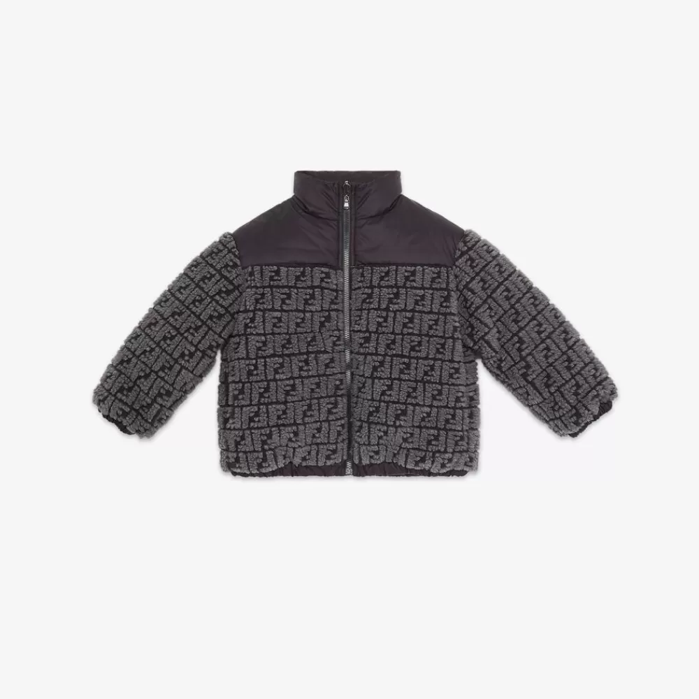 Fendi Ready To Wear<Junior-Daunenjacke Aus Nylon Und Wolle Mit Logo