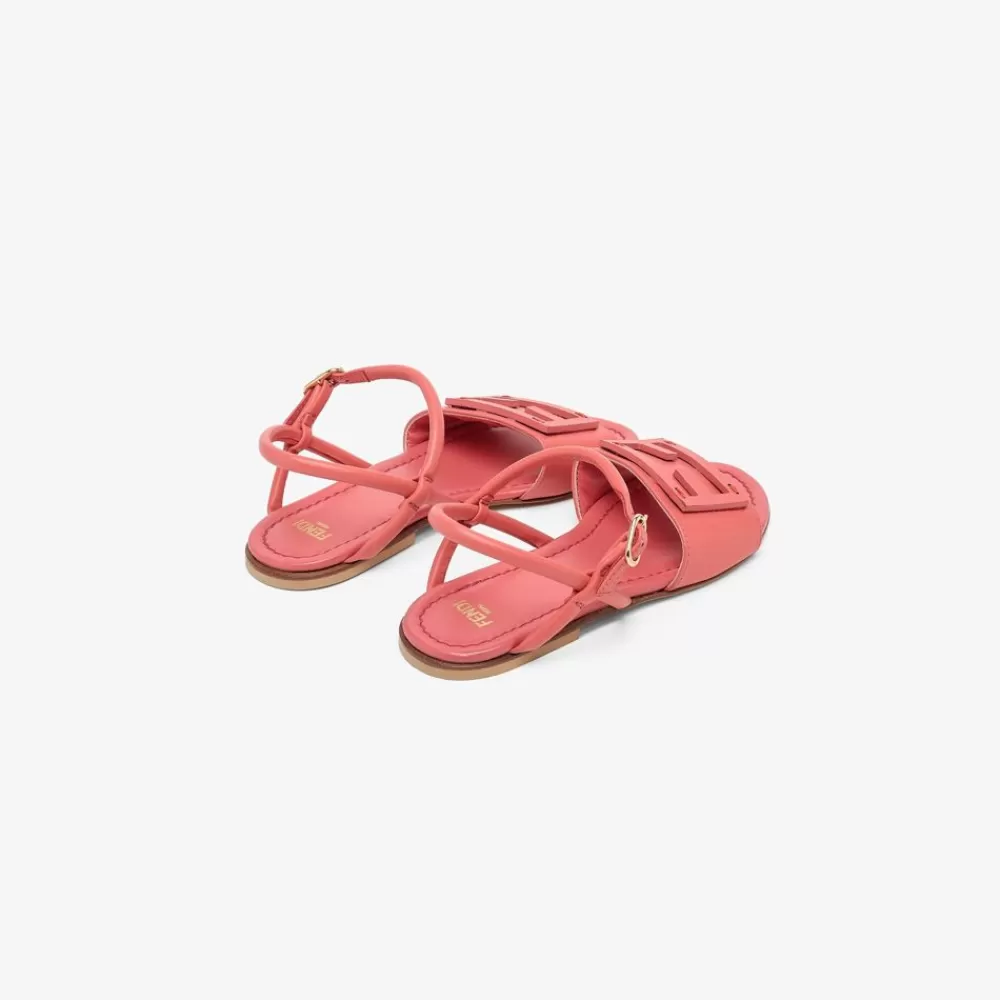Fendi Schuhe<Junior-Sandale Aus Nappaleder In Korallfarben Mit Logo