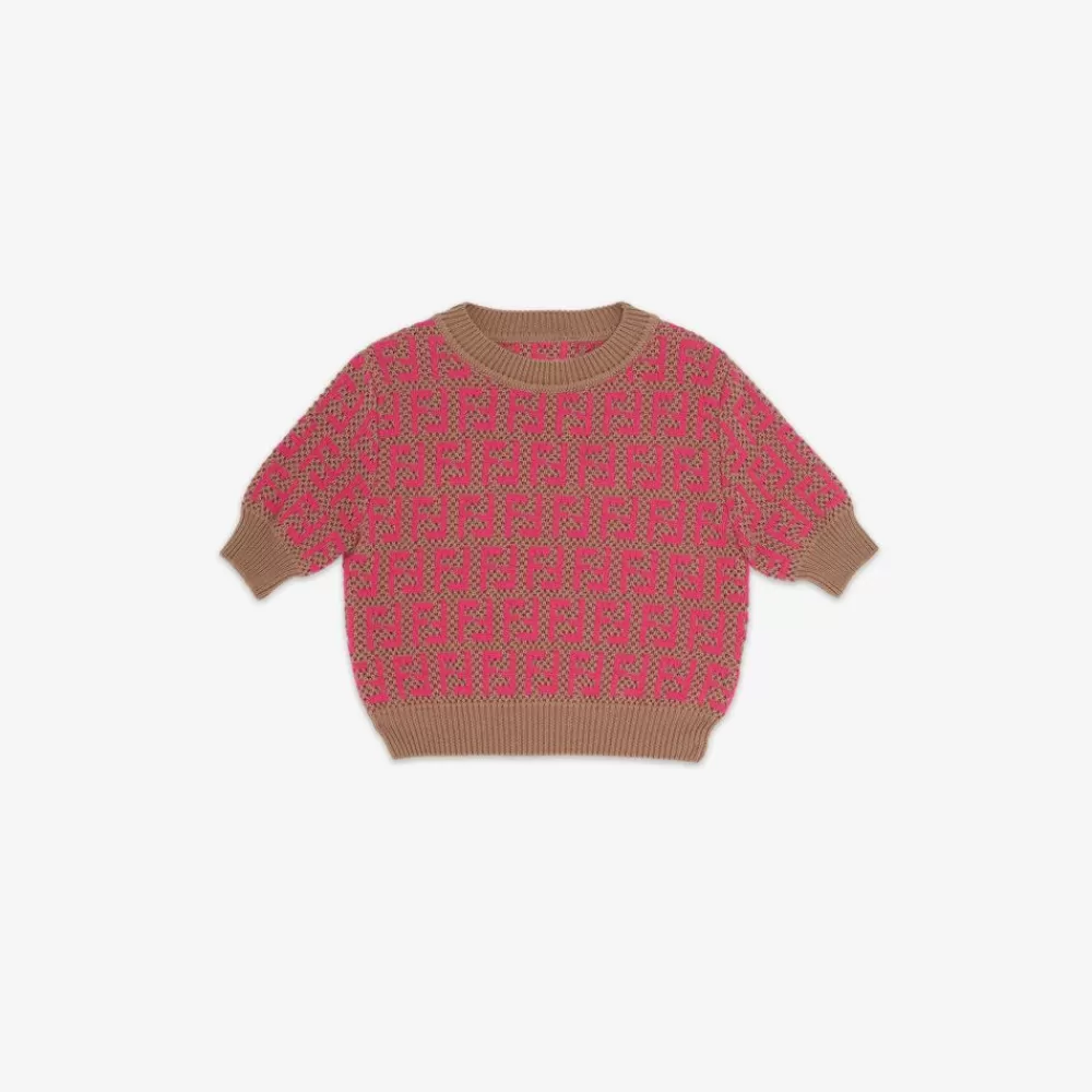 Fendi Ready To Wear<Junior-Top Aus Strick In Fuchsiafarben Und Braun