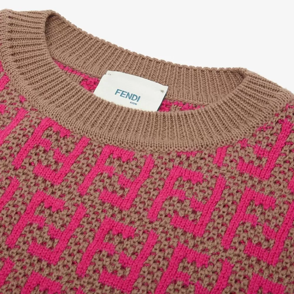 Fendi Ready To Wear<Junior-Top Aus Strick In Fuchsiafarben Und Braun
