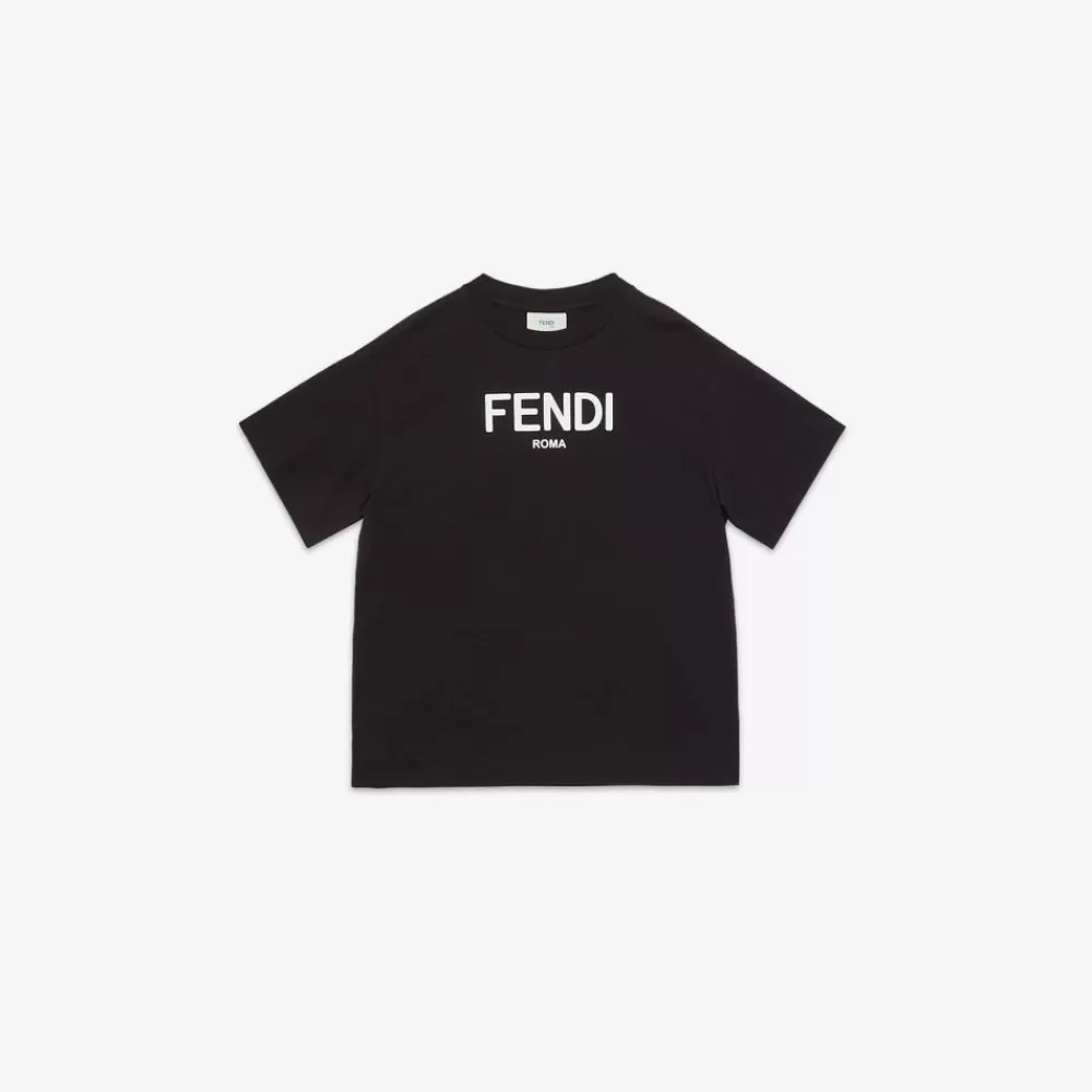 Fendi Ready To Wear<Junior-T-Shirt Aus Jersey In Schwarz