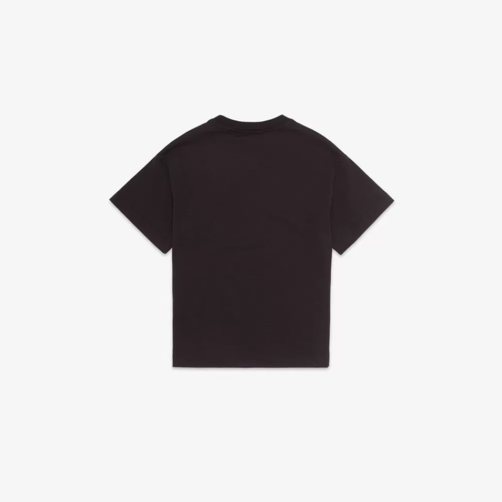 Fendi Ready To Wear<Junior-T-Shirt In Schwarz Aus Jersey Mit Aufdruck In Silberfarben