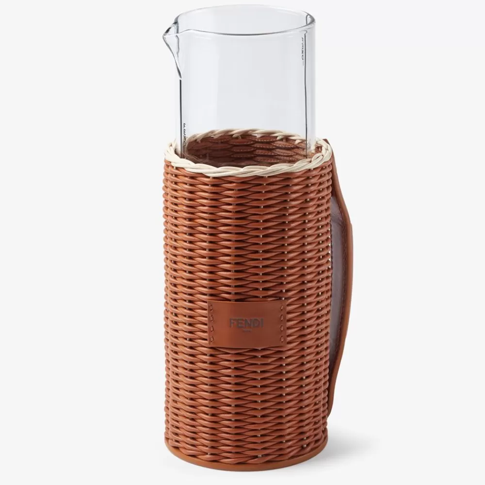 Fendi Tafelgeschirr<Karaffenhalter Aus Geflochtenem Leder, Zweifarbig