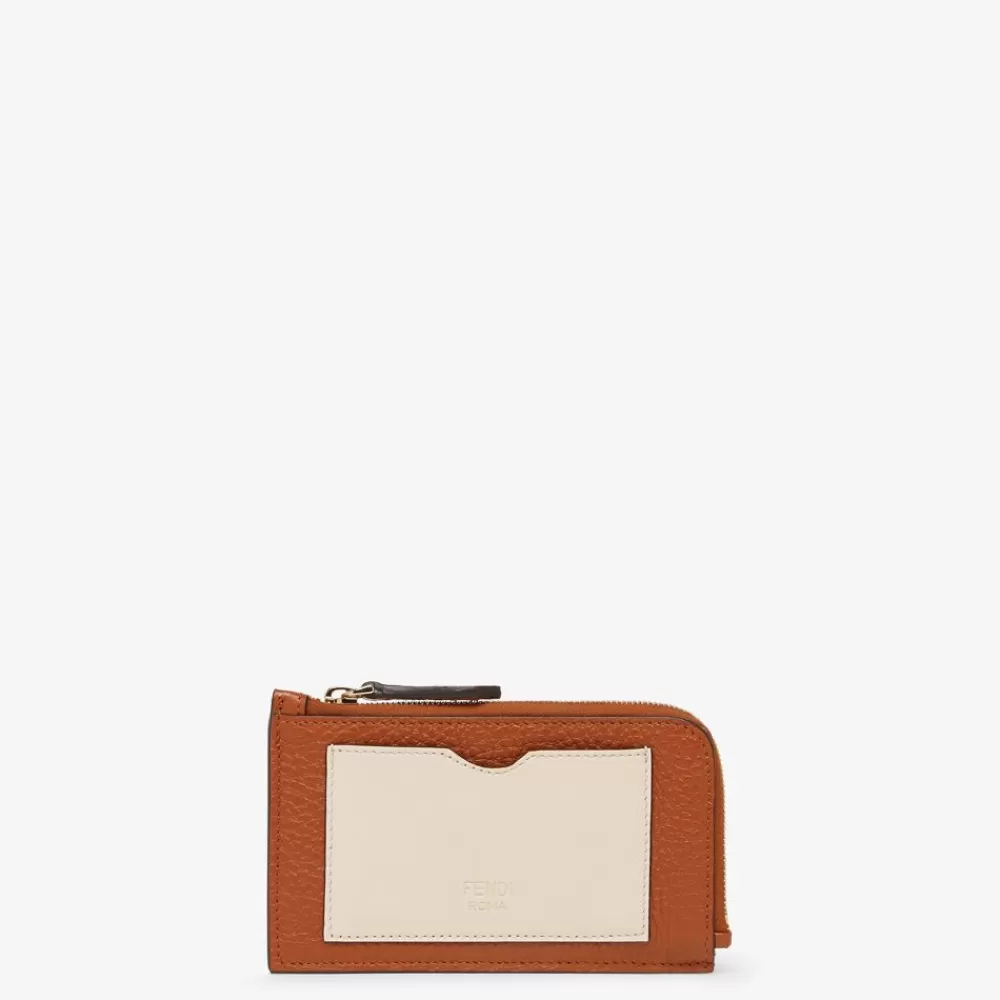 Fendi Kartenetuis Und Kleine Accessoires<Kartenetui Aus Zweifarbigem Leder In Braun Und Kamelienweis