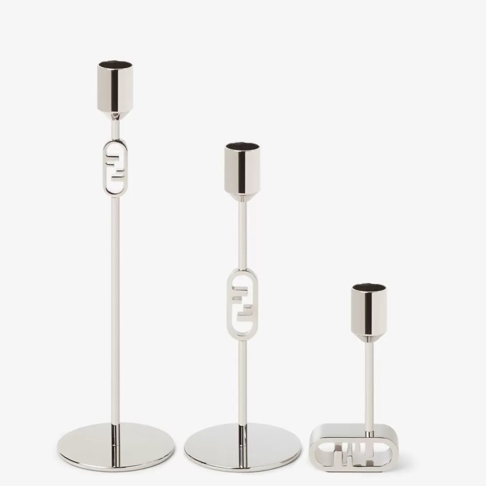 Fendi Home Accessories<Kerzenhalter Aus Palladiumfarbenem Metall