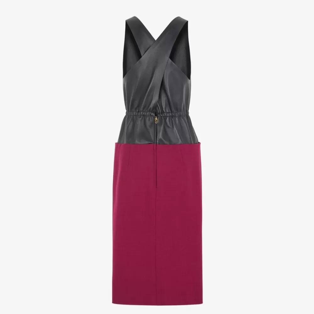 Fendi Kleider Und Jumpsuits<Kleid Aus Wolle Und Leder, Mehrfarbig