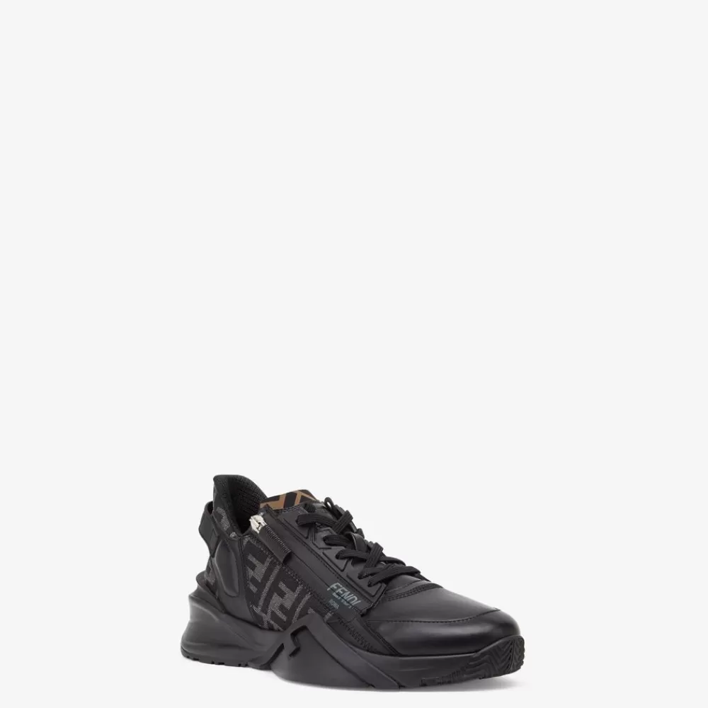 Fendi Fendi Flow<Low-Top-Sneaker Aus Leder In Schwarz