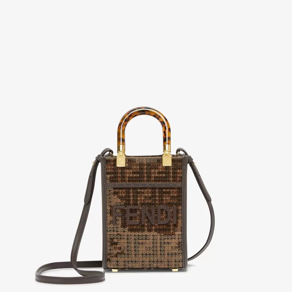 Fendi Mini-Taschen<Minibag Aus Ff-Jacquardgewebe In Braun Mit Pailletten