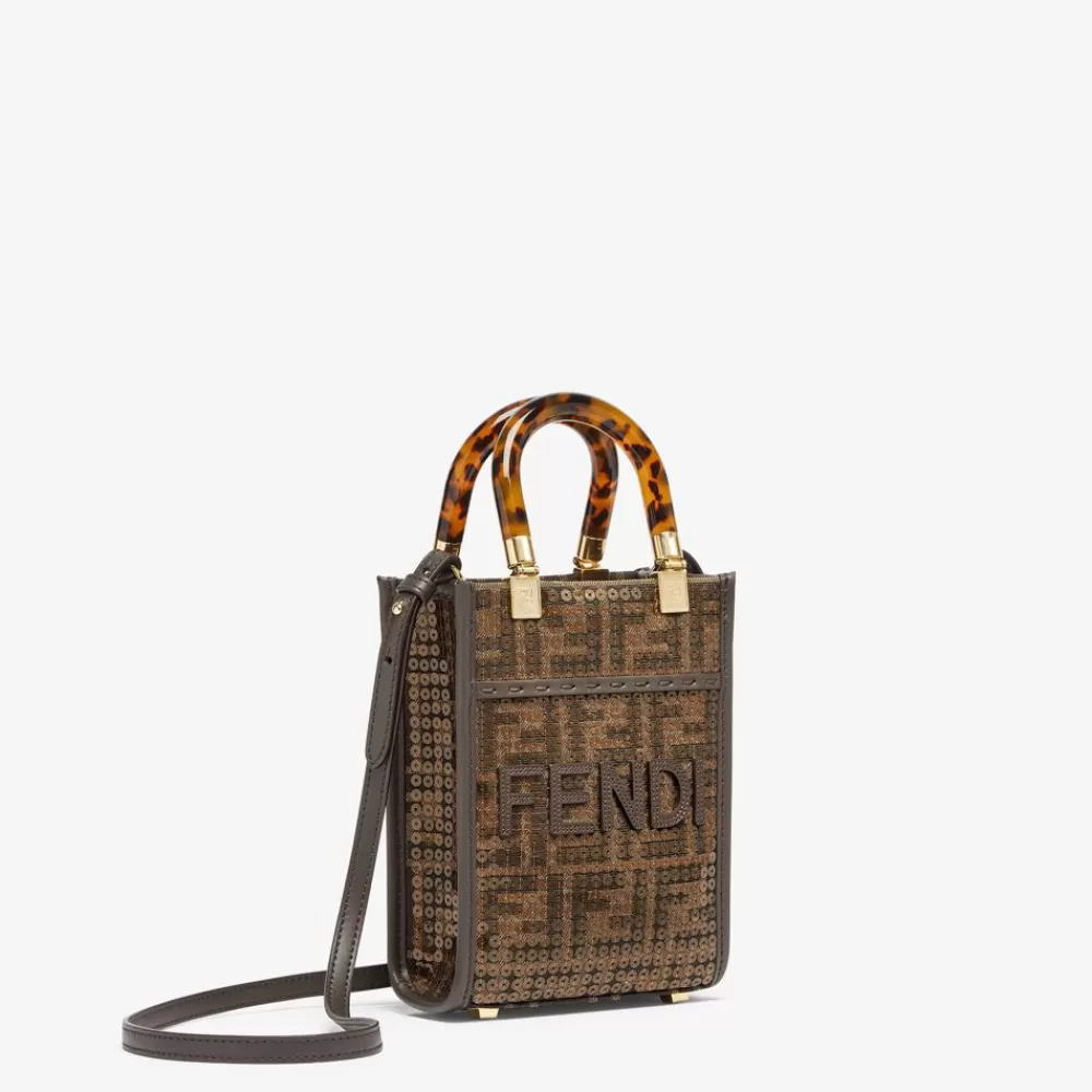 Fendi Mini-Taschen<Minibag Aus Ff-Jacquardgewebe In Braun Mit Pailletten