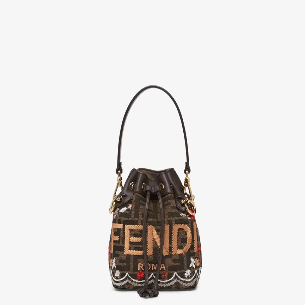 Fendi Mini-Taschen<Minibag Aus Ff-Jacquardgewebe In Braun Mit Stickerei