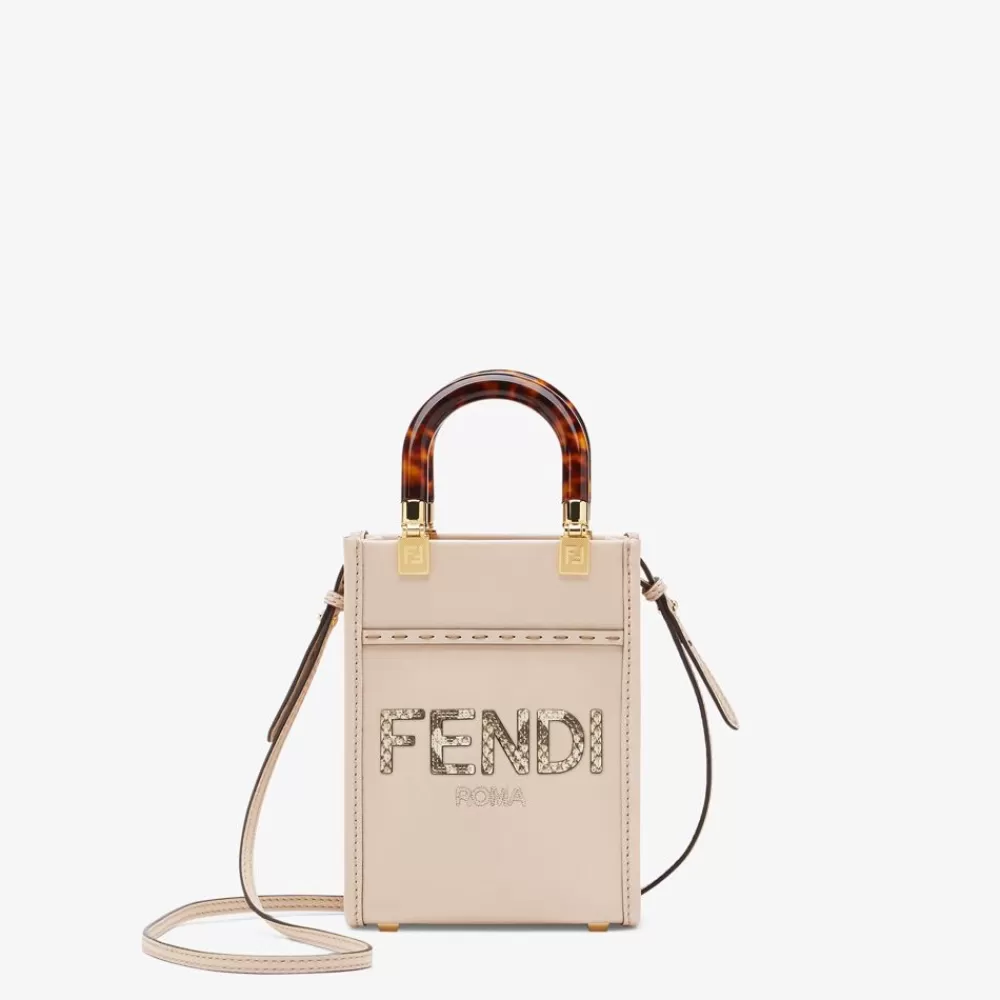 Fendi Mini-Taschen<Minibag Aus Leder In Hellgrau Und Elaphe-Leder