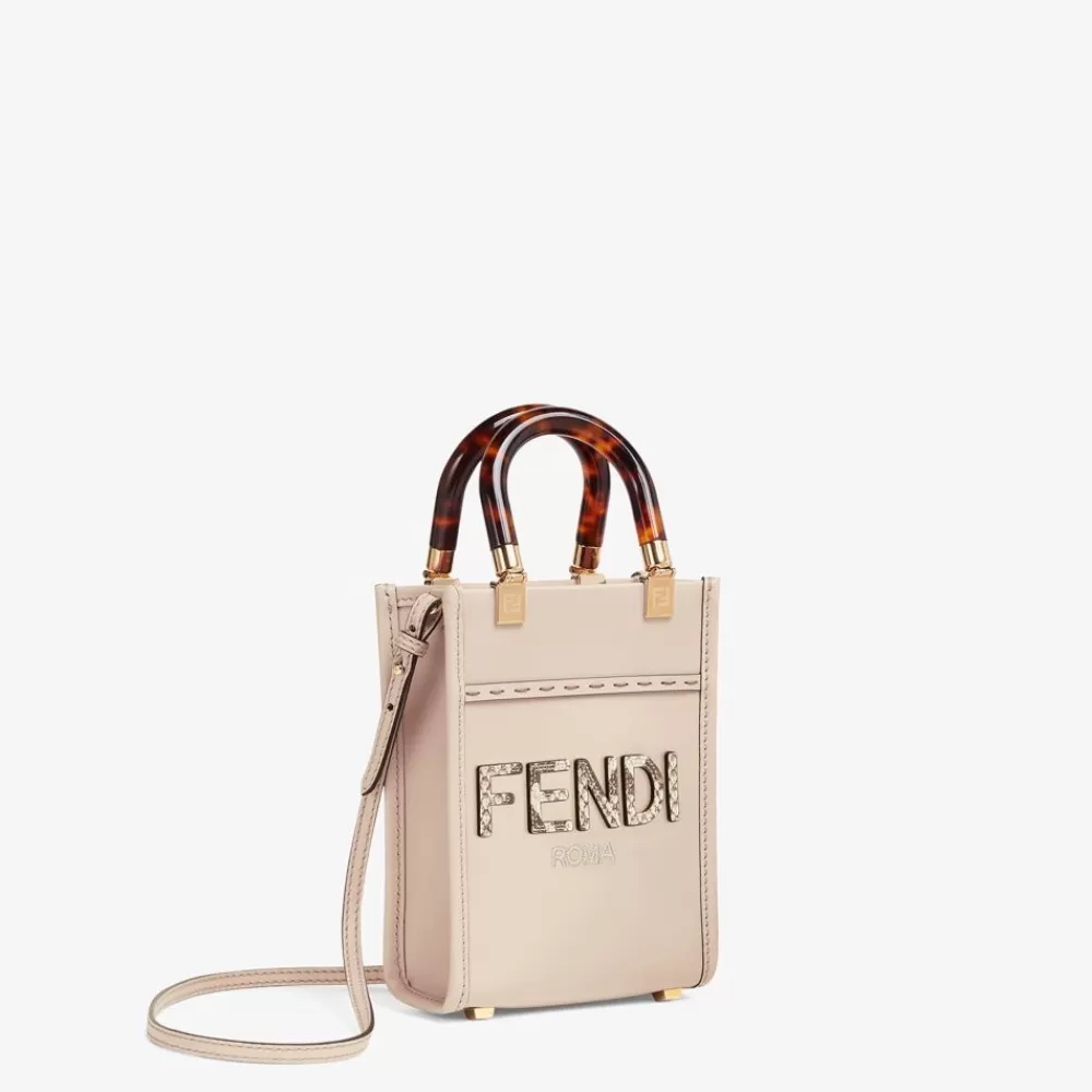 Fendi Mini-Taschen<Minibag Aus Leder In Hellgrau Und Elaphe-Leder