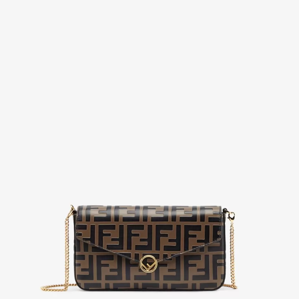 Fendi Portemonnaies Mit Tragekette<Mini-Tasche Aus Leder In Braun