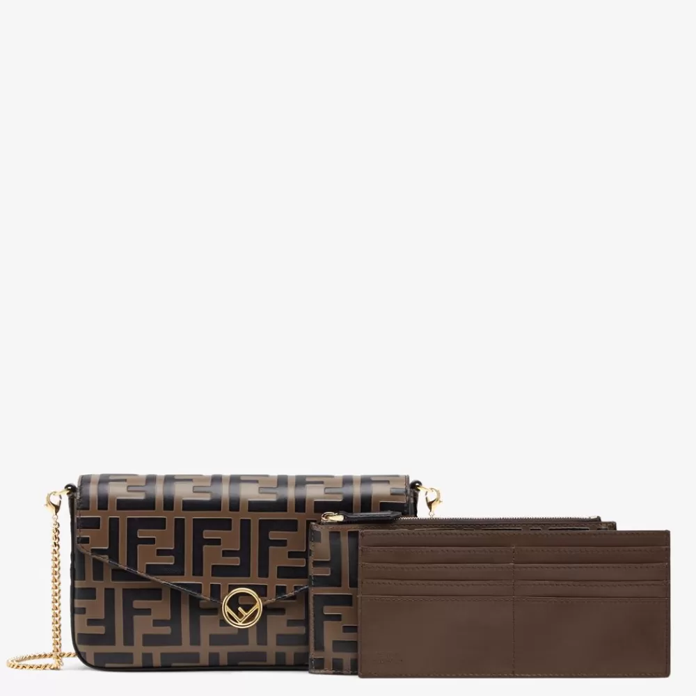 Fendi Portemonnaies Mit Tragekette<Mini-Tasche Aus Leder In Braun