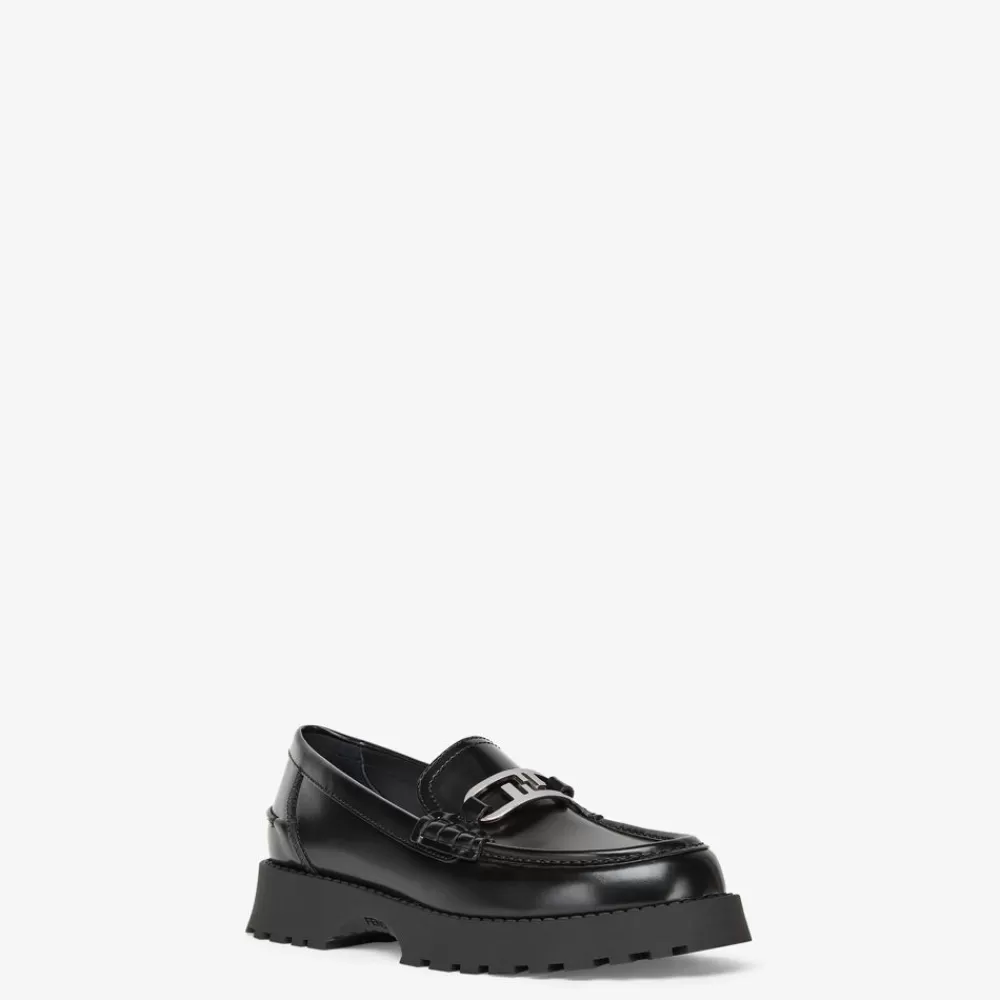 Fendi Loafer<Mokassin Aus Leder In Schwarz