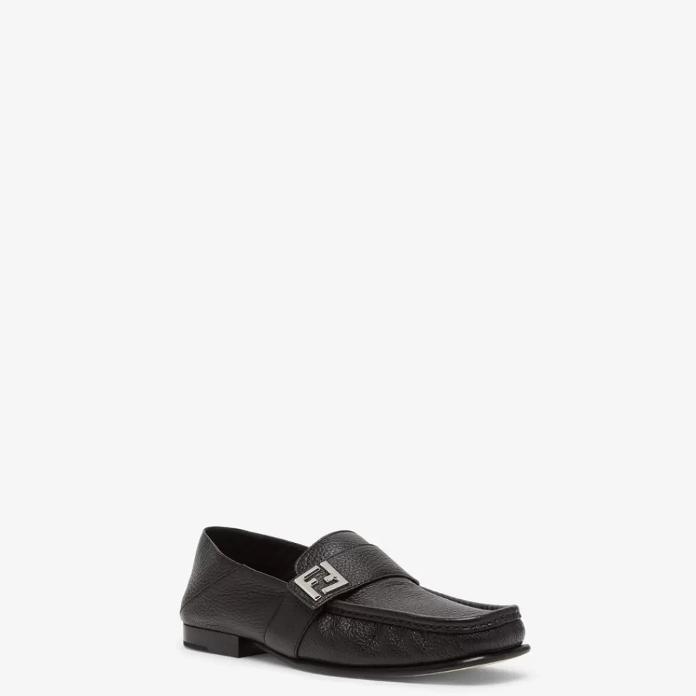 Fendi Loafer<Mokassins Aus Leder In Schwarz