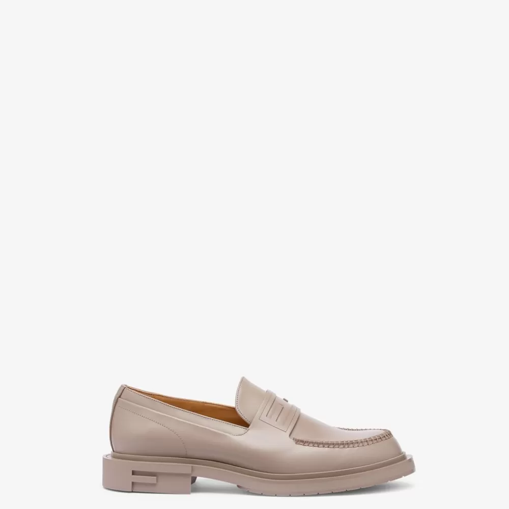 Fendi Loafer<Mokassins Aus Leder In Taubengrau