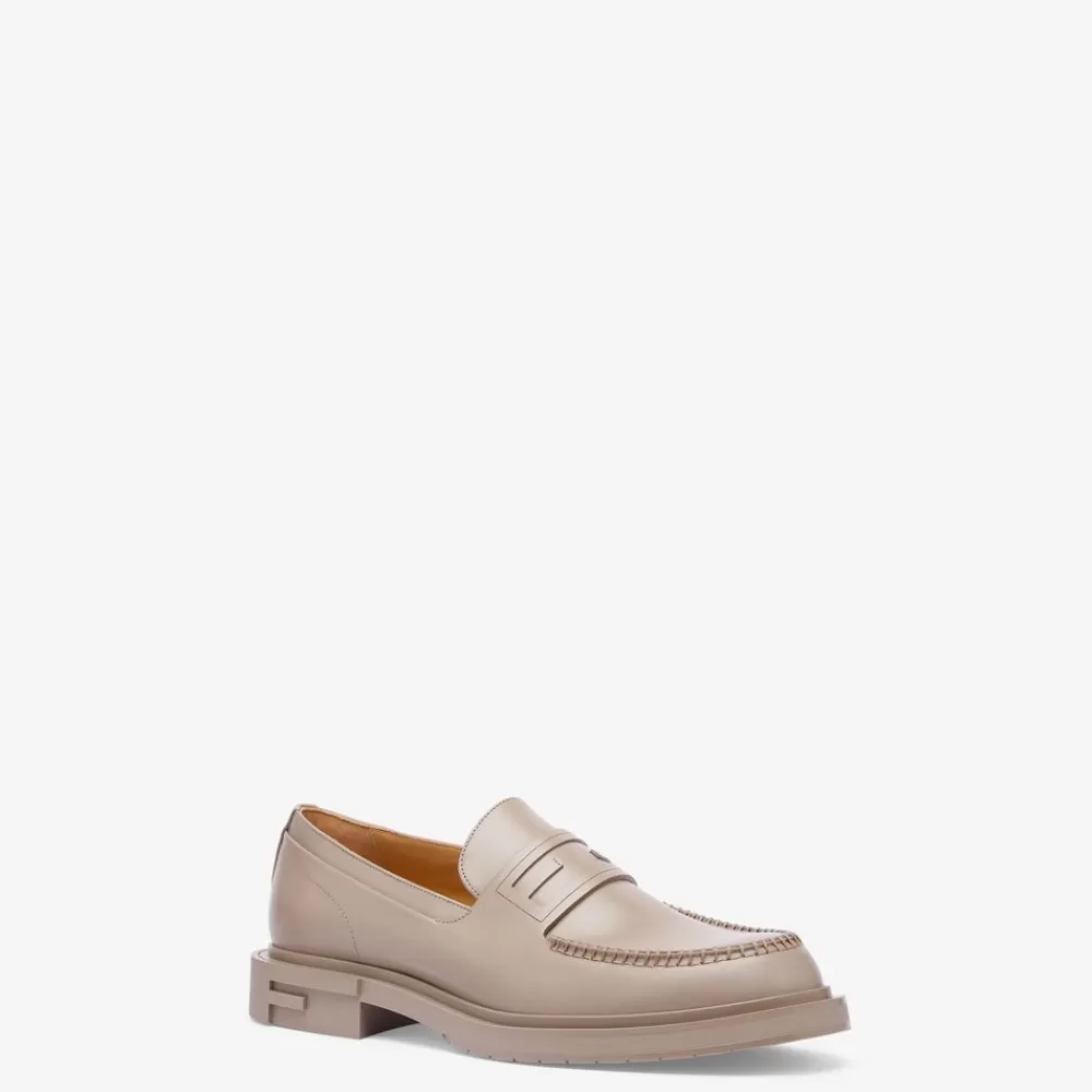 Fendi Loafer<Mokassins Aus Leder In Taubengrau