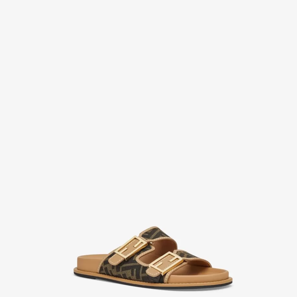 Fendi Pantoletten Und Sandalen<Pantoletten Aus Ff-Signatur-Stoff In Braun