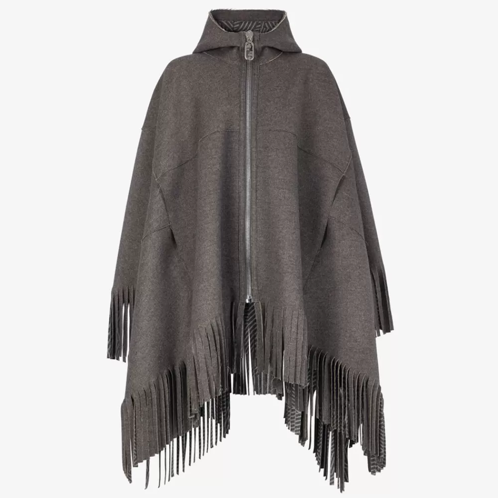 Fendi Mantel Und Oberbekleidung<Poncho Aus Wolle In Grau