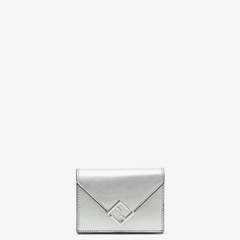 Fendi Portemonnaies Mit Tragekette<Portemonnaie Aus Laminiertem Leder In Silberfarben