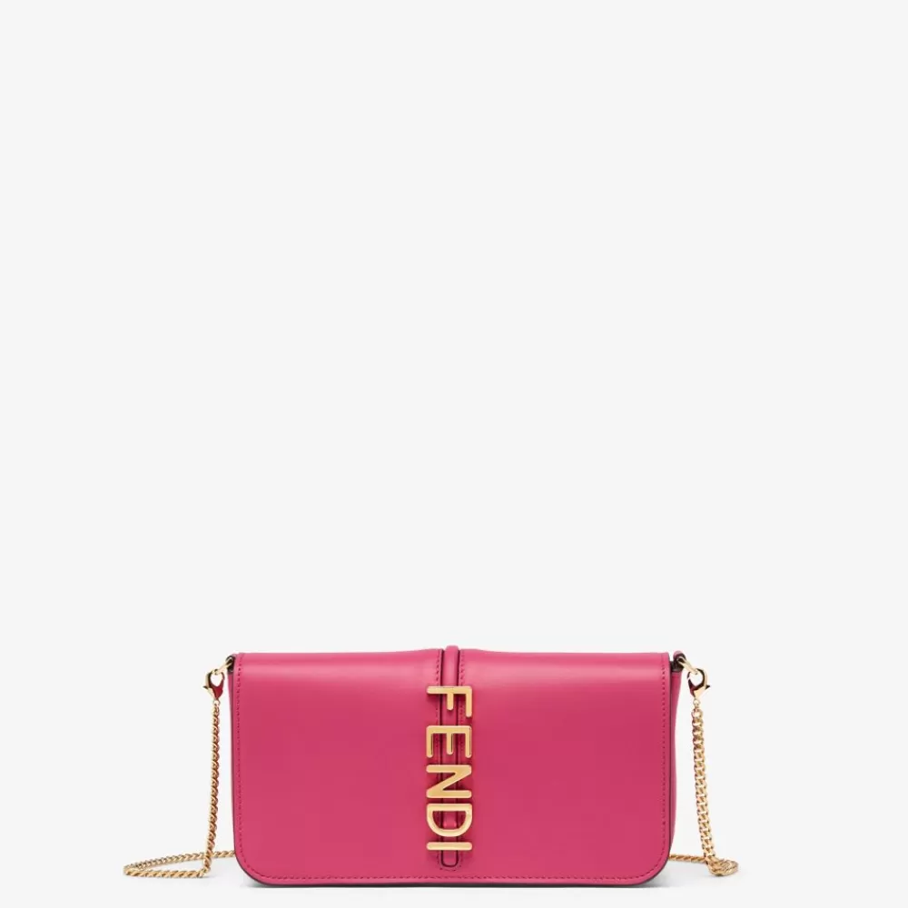 Fendi Portemonnaies Mit Tragekette<Portemonnaie Aus Leder In Fuchsia