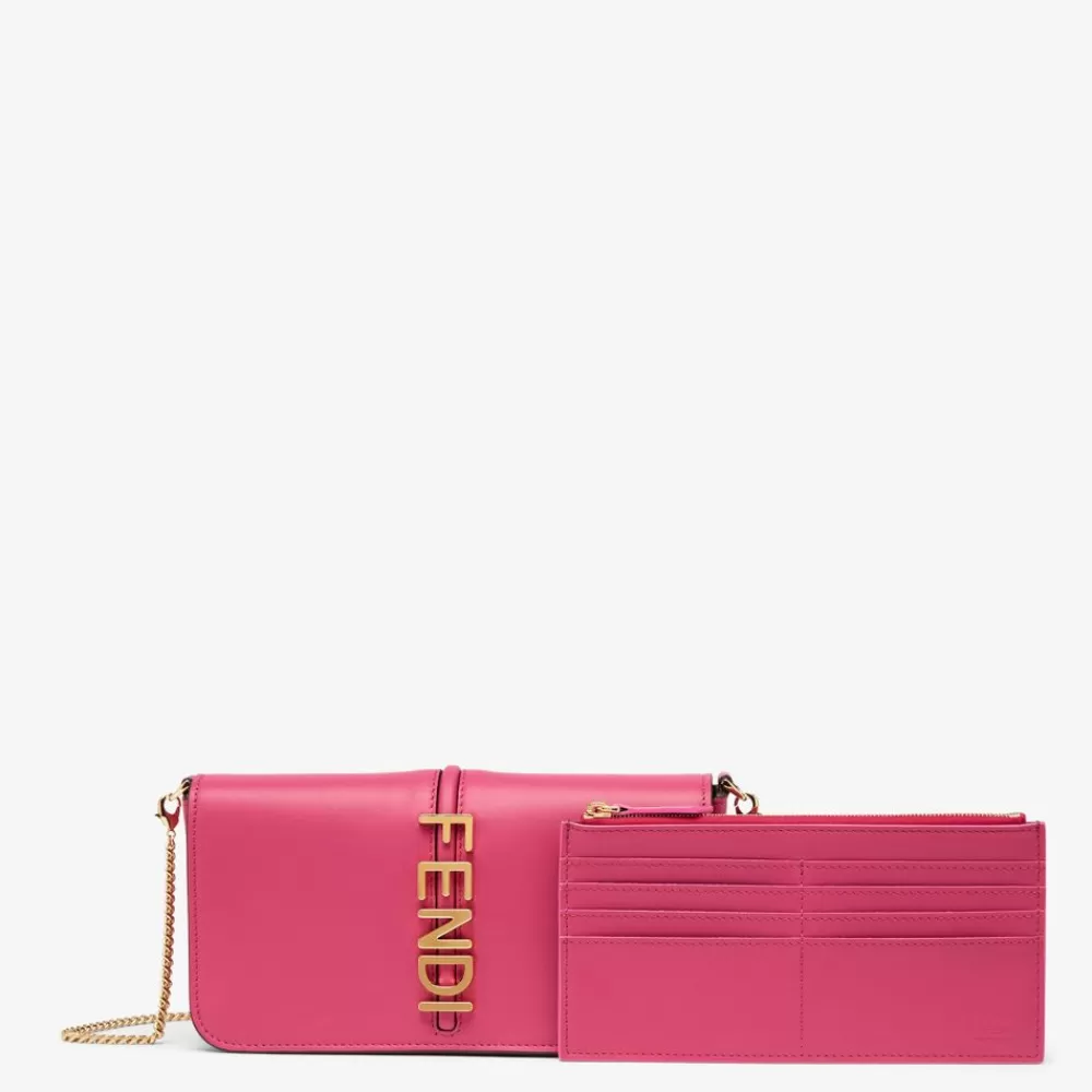 Fendi Portemonnaies Mit Tragekette<Portemonnaie Aus Leder In Fuchsia
