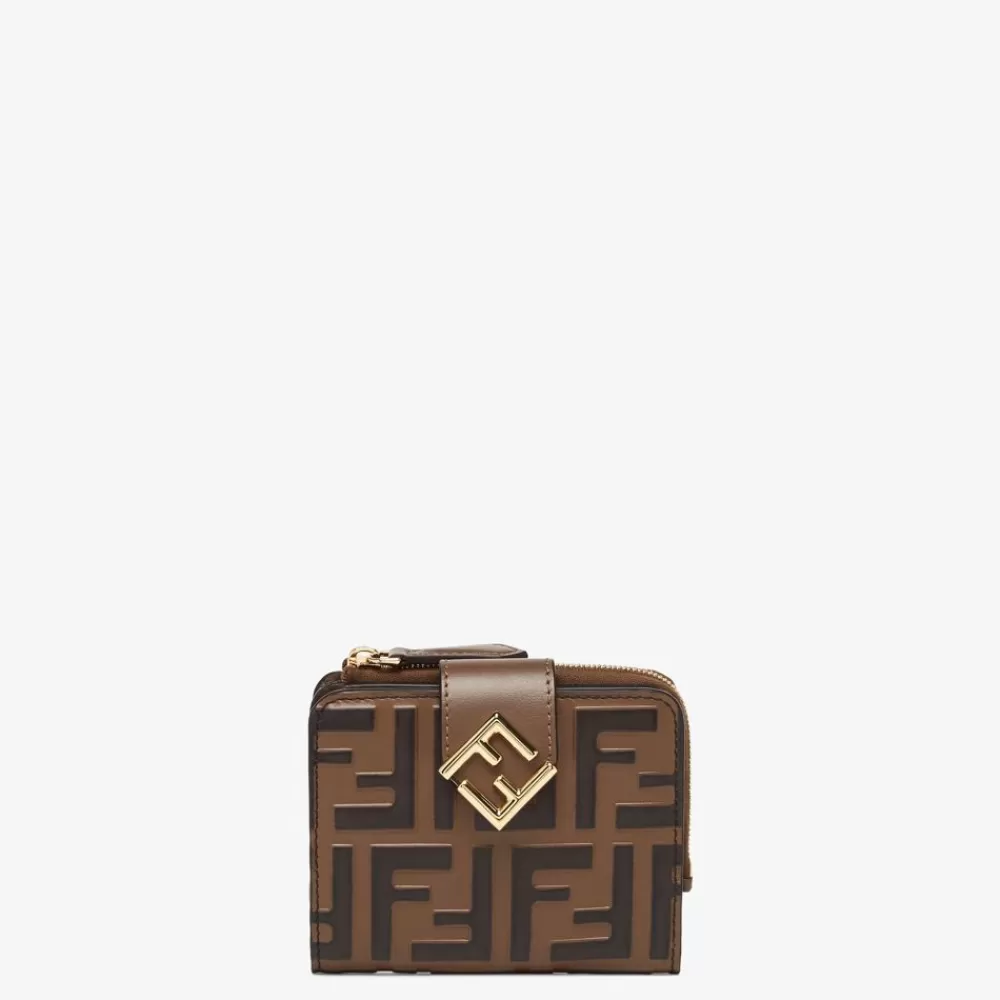 Fendi Portemonnaies Mit Tragekette<Portemonnaie Aus Leder Mit Ff-Detail Braun Und Schwarz