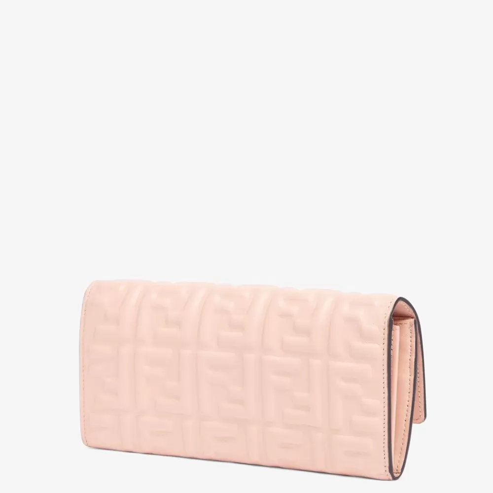 Fendi Portemonnaies Mit Tragekette<Portemonnaie Aus Rosafarbenem Nappaleder Mit Ff-Signatur